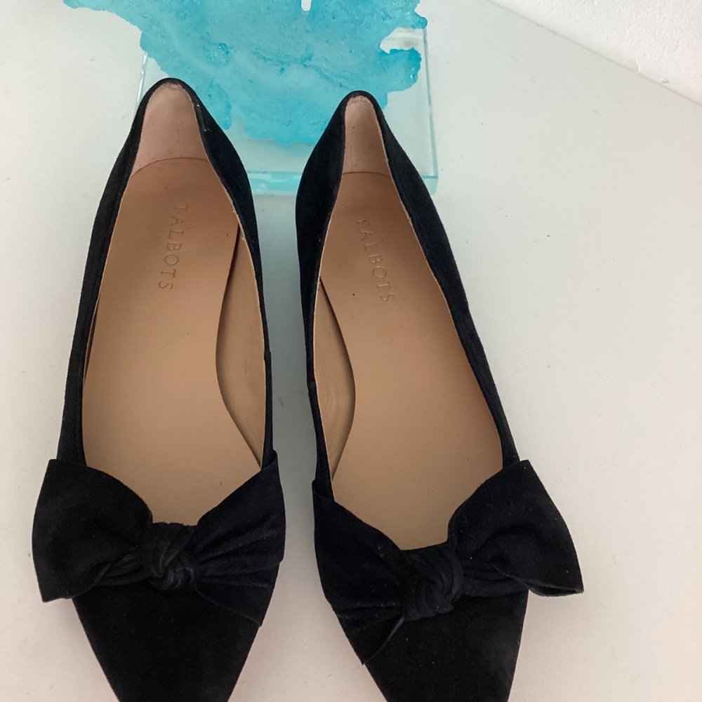 Talbots women’s black suede bow embellishments flats shoes 8.5 M - Picture 4 of 9